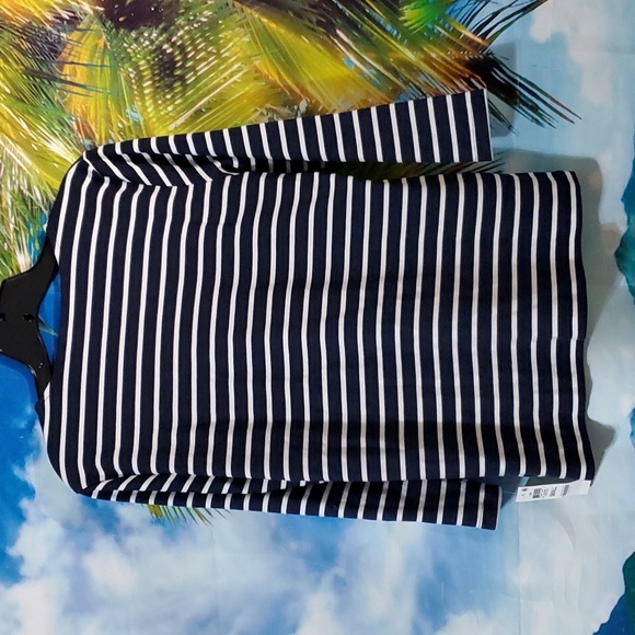 KAREN SCOTT Callie Asymmetrical stripes 3/4 Sleeves Boat neck women's top size S - Picture 3 of 5